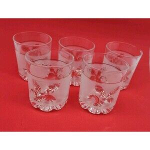 Set 5 DeValbor Italian Frosted Gold Leaf Wheat Cocktail Glasses 7 Oz Vintage